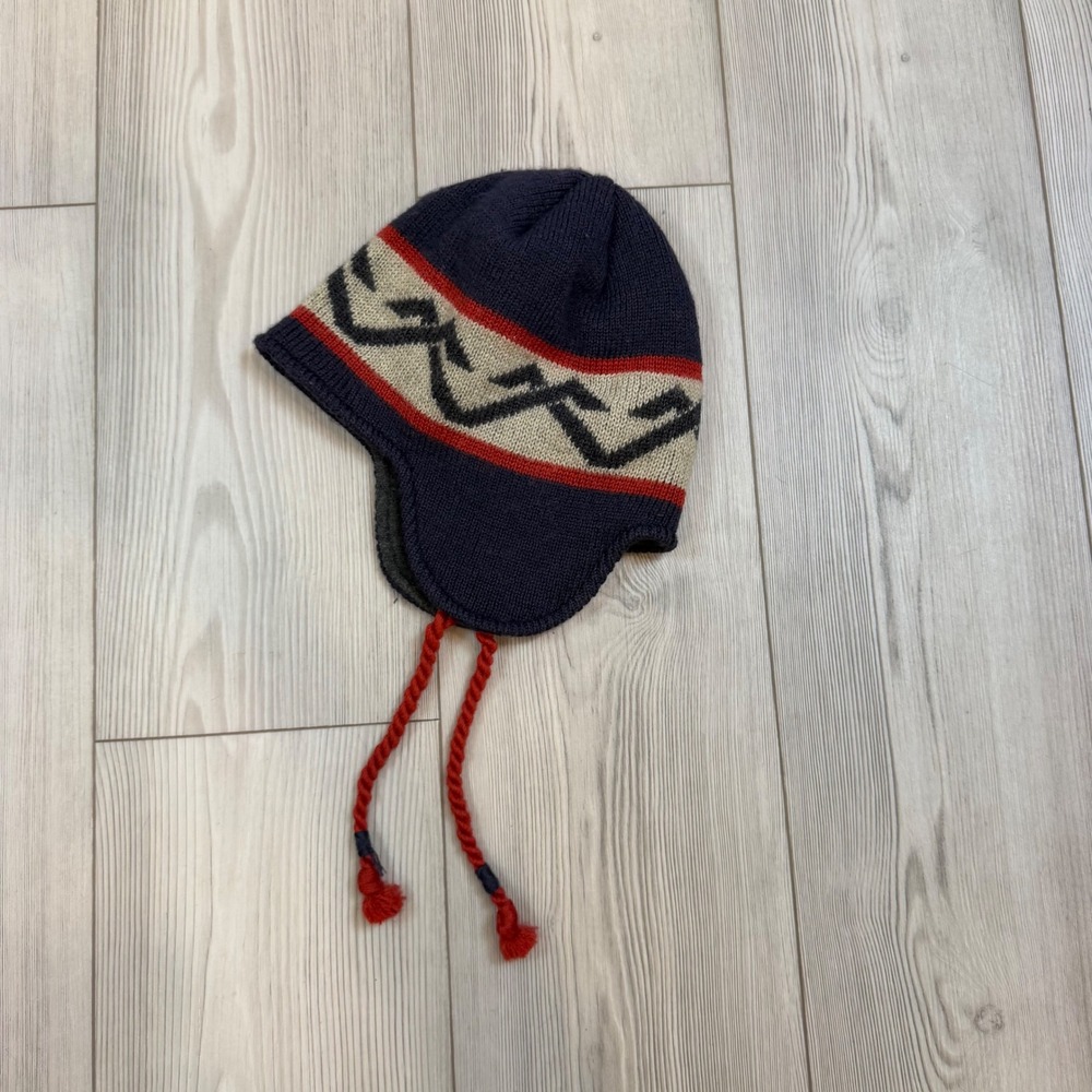 VTG American Eagle AE77 Performance Wool Blend Earflap Beanie Hat Navy Nordic